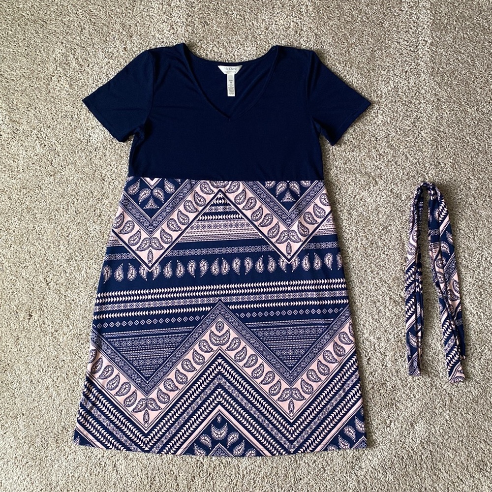 MaCherie Maternity Short Sleeve V Neck Belted Dress